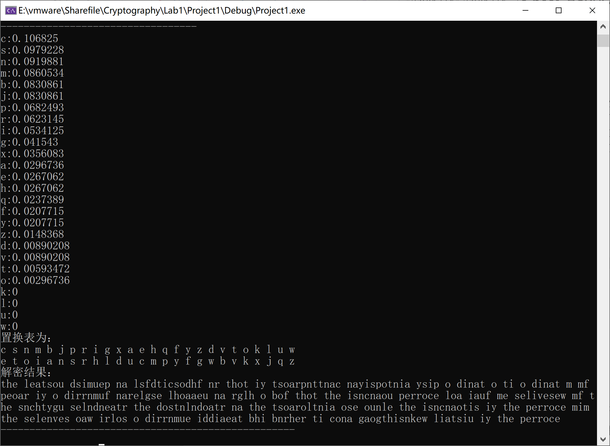 明文字母出现频率